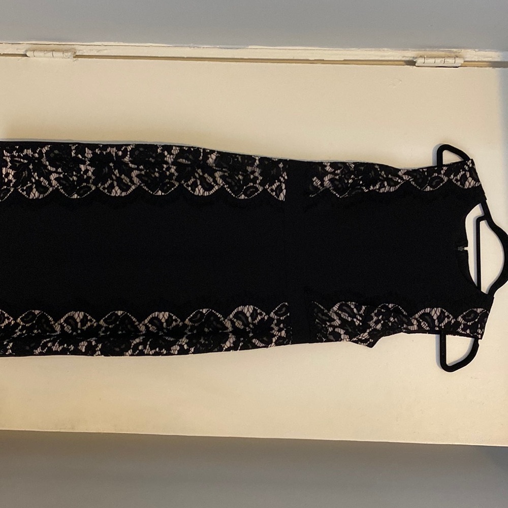 J Crew Black Dress with Illusion Nude Lace on sides, size 6